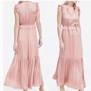 Banana Republic blush satin ruffle maxi dress size 4